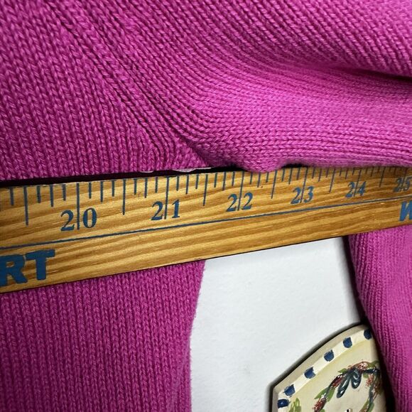 TALBOTS WOMENS SWEATER PINK CABLE YOKE LONG SLEEVE SIZE XL - Picture 8 of 9